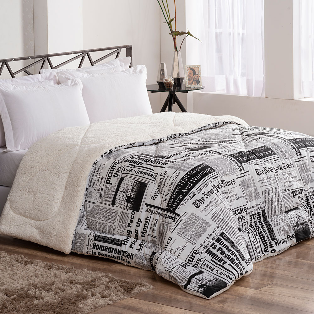 その他 Imported luxury bed cover 100% cotton Coberdrom Queen Winter 100% Algodão / Sherpa 01 Peça - Borda
