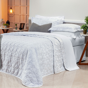 Cobre Leito King Bordado Bouti Dupla Face Percal 400 Fios 2,80m x 2,70m 03 Peças - Branco