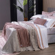Cobre Leito Casal King Colcha Maelis 100% Fibra de Bambu Dupla Face 2,80m x 2,70m 03 Peças - Bege / Rosê