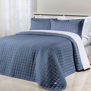 Cobre Leito Casal King Glass Tecido 200 Fios 100% Algodão 03 Peças - Azul Jeans