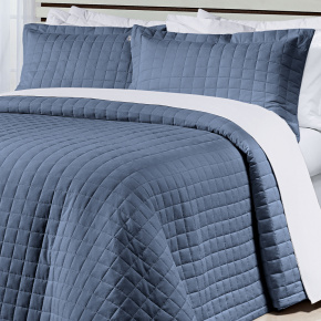 Cobre Leito Casal King Glass Tecido 200 Fios 100% Algodão 03 Peças - Azul Jeans