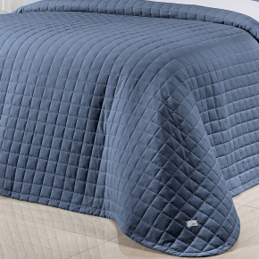 Cobre Leito Casal King Glass Tecido 200 Fios 100% Algodão 03 Peças - Azul Jeans