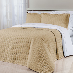 Cobre Leito Casal King Glass Tecido 200 Fios 100% Algodão 03 Peças - Bege