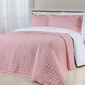 Cobre Leito Casal King Glass Tecido 200 Fios 100% Algodão 03 Peças - Rosa Chá