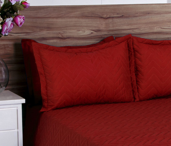 Cobre Leito Casal Padrão Decora Microfibra 03 Peças - Vermelho