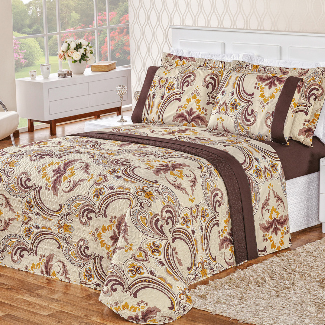 Cobre Leito Casal Padrão Naturale Micropercal 200 Fios 03 Peças - Dhalia