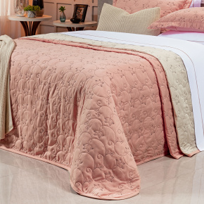 Cobre Leito Queen Bordado Bouti Dupla Face Percal 400 Fios 2,60m x 2,40m 03 Peças - Rosê