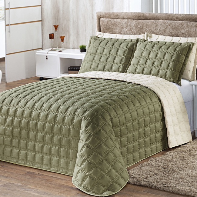 Cobre Leito Casal Queen Cordoba Matelado 03 Peças - Verde