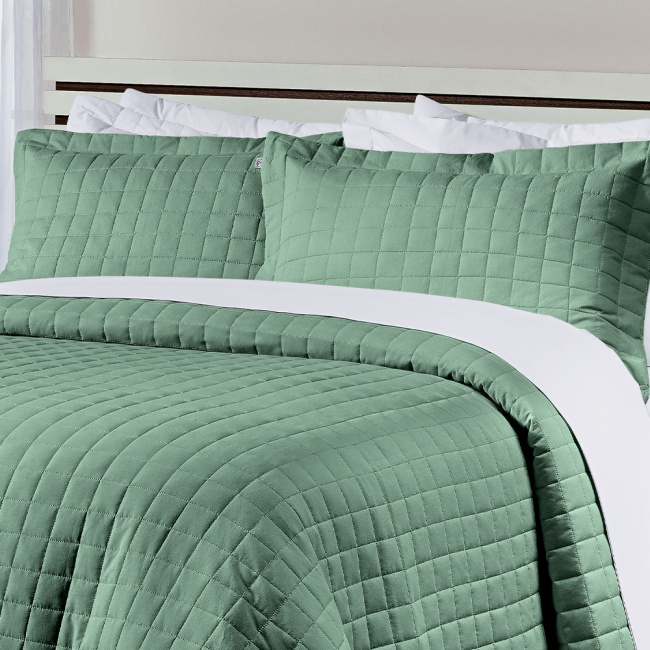Cobre Leito Casal Super King Glass Tecido 200 Fios 100% Algodão 03 Peças - Verde