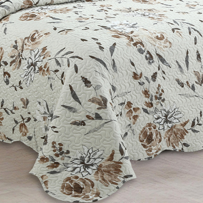 Cobre Leito Colcha Casal Botannia 2,40m x 2,20m 03 Peças - Ambar