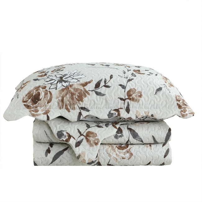 Cobre Leito Colcha King Botannia 2,80m x 2,60m 03 Peças - Ambar