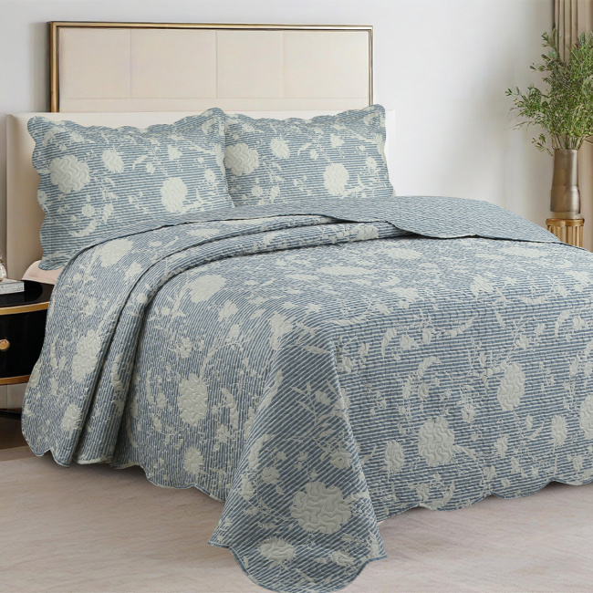 Cobre Leito Colcha King Botannia 2,80m x 2,60m 03 Peças - Gardênia