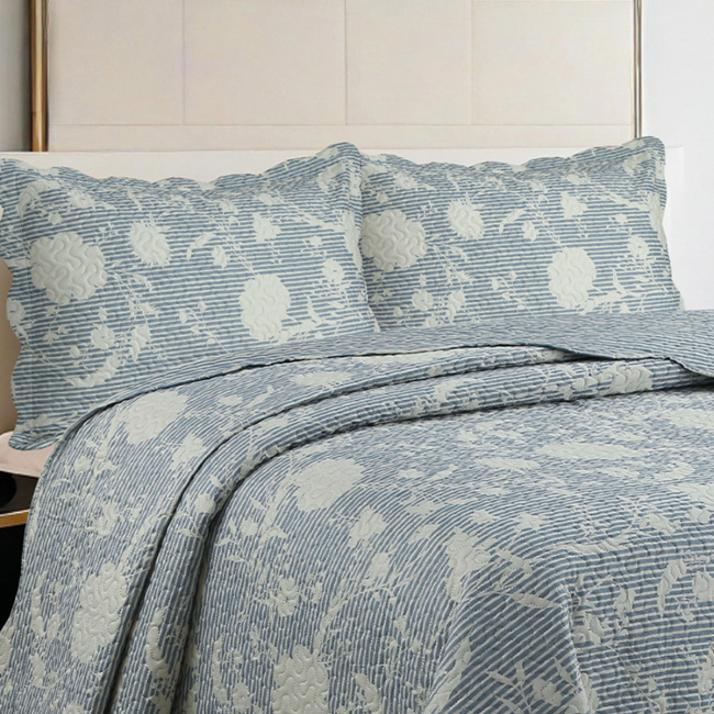 Cobre Leito Colcha King Botannia 2,80m x 2,60m 03 Peças - Gardênia