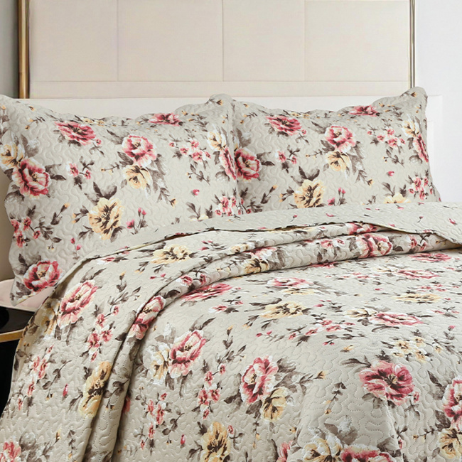 Cobre Leito Colcha King Botannia 2,80m x 2,60m 03 Peças - Magnolia