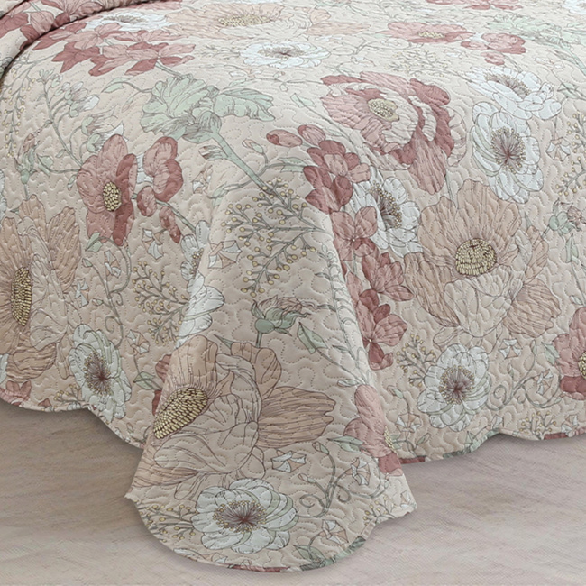 Cobre Leito Colcha Queen Botannia 2,60m x 2,40m 03 Peças - Aurora