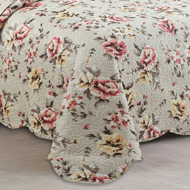 Cobre Leito Colcha Queen Botannia 2,60m x 2,40m 03 Peças - Magnolia