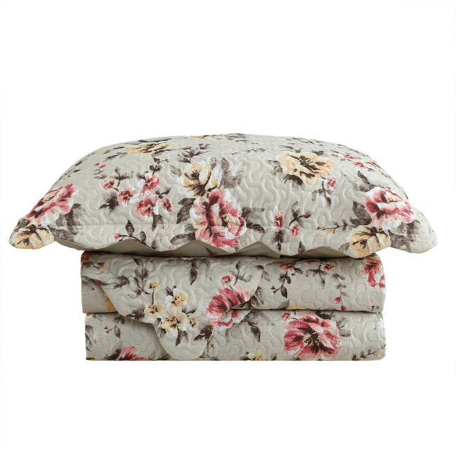 Cobre Leito Colcha Queen Botannia 2,60m x 2,40m 03 Peças - Magnolia