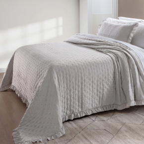 Cobre Leito Colcha Queen Lunelle Tecido 200 Fios Extra Macio Dupla Face 2,60m x 2,40m 03 Peças - Cinza