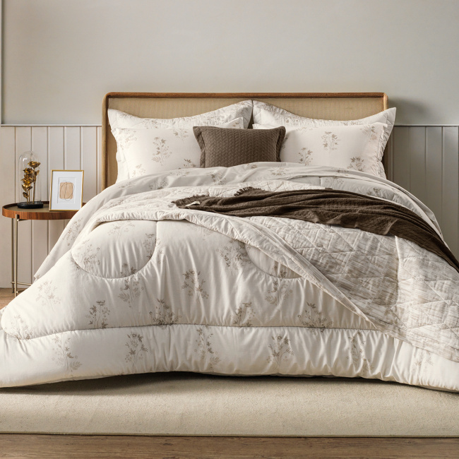 Cobre Leito Colcha Queen Zaya 160 Fios 100% Algodão Tratamento Termobond Dupla Face 2,55m x 2,40m 03 Peças - Estampado