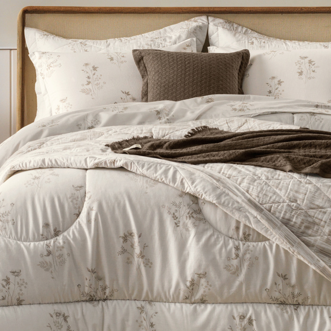 Cobre Leito Colcha Queen Zaya 160 Fios 100% Algodão Tratamento Termobond Dupla Face 2,55m x 2,40m 03 Peças - Estampado