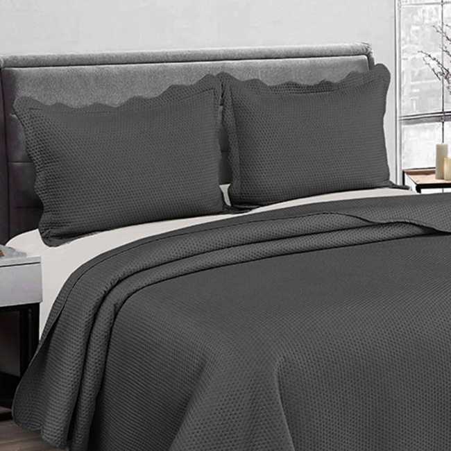 Cobre Leito King Deluxe Percal Poliéster 2,80m x 2,60m 03 Peças - Chumbo
