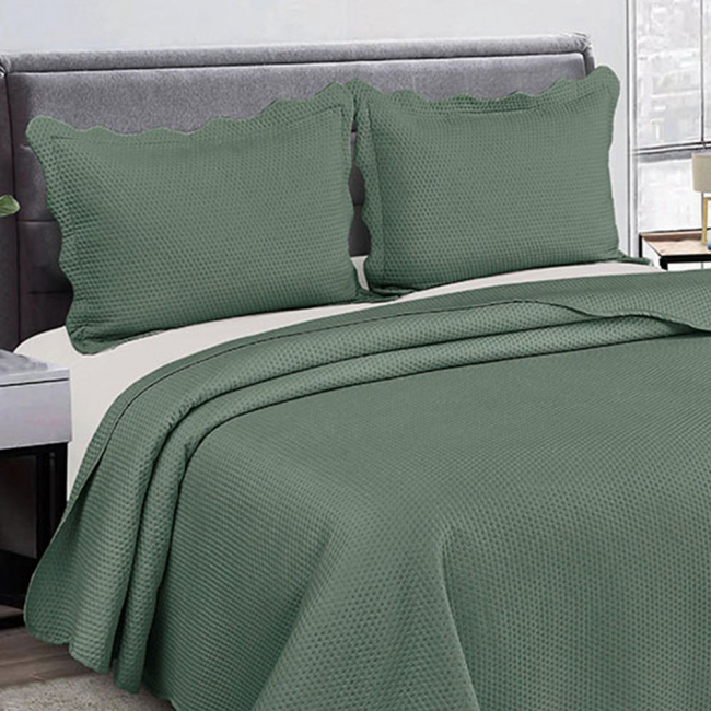 Cobre Leito King Deluxe Percal Poliéster 2,80m x 2,60m 03 Peças - Verde