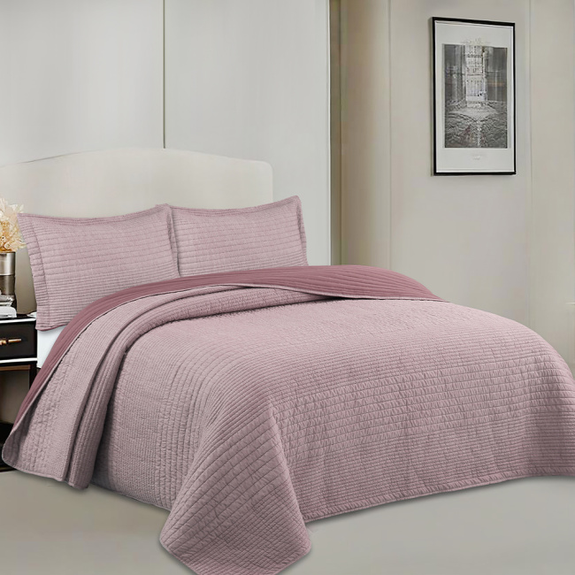 Cobre Leito King Kansas 2,80m x 2,60m 03 Peças - Rosê