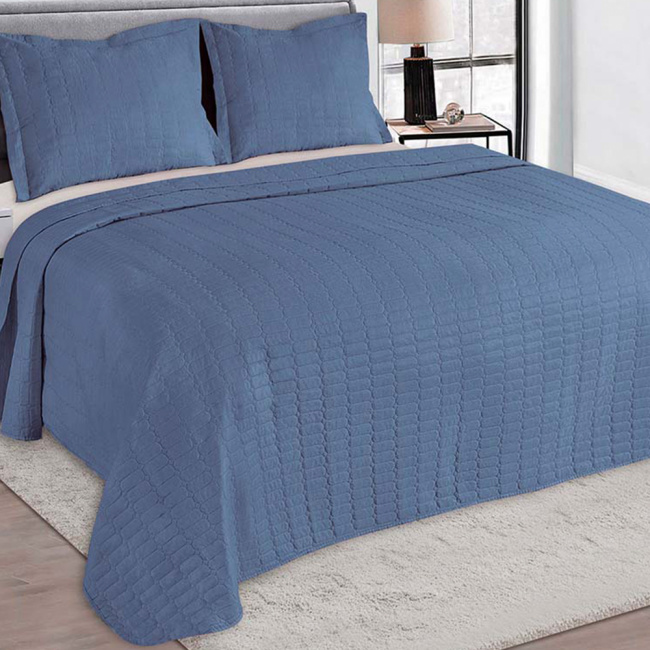 Cobre Leito King Lisbon 2,80m x 2,60m Toque Macio 03 Peças - Azul