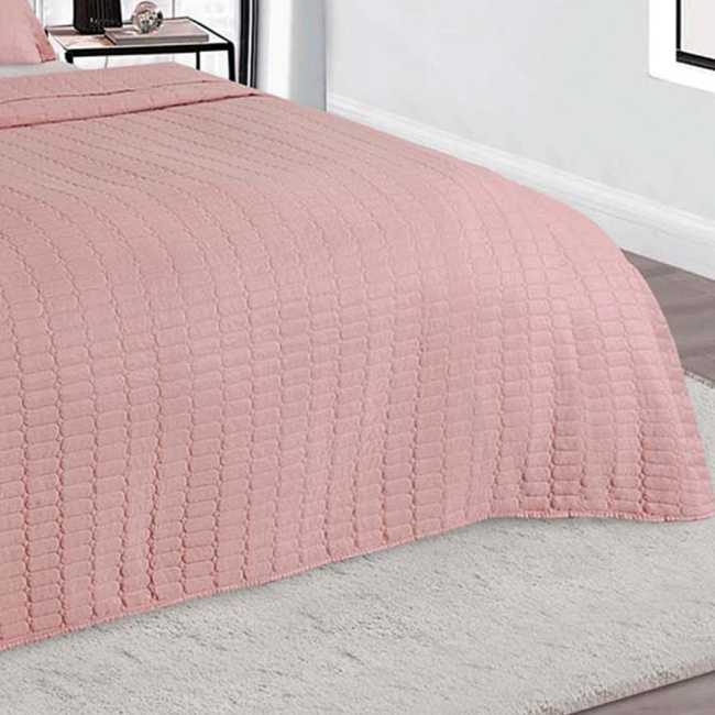 Cobre Leito King Lisbon 2,80m x 2,60m Toque Macio 03 Peças - Rosa
