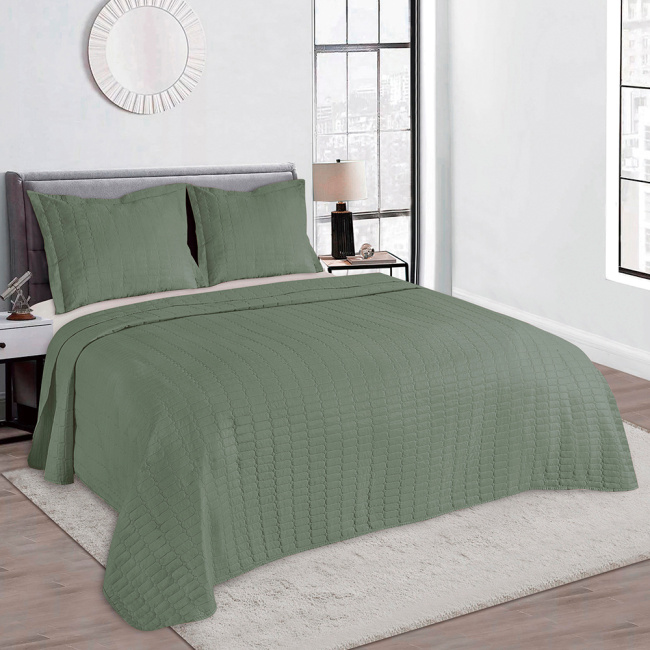 Cobre Leito King Lisbon 2,80m x 2,60m Toque Macio 03 Peças - Verde