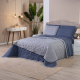 Cobre Leito King Suavit Percal Dupla Face 400 Fios Acetinado 03 Peças - Azul / Cinza
