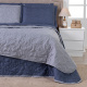 Cobre Leito King Suavit Percal Dupla Face 400 Fios Acetinado 03 Peças - Azul / Cinza