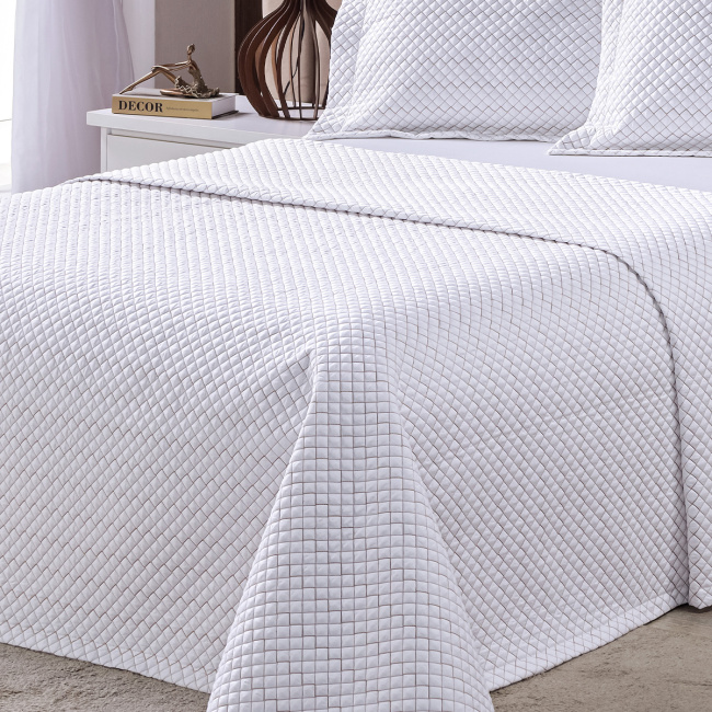 Cobre Leito Matelado King Monet 400 Fios Egípcios 100% Algodão 03 Peças - Branco