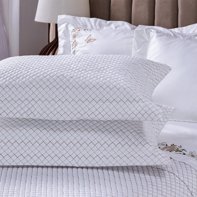 Cobre Leito Matelado King Monet 400 Fios Egípcios 100% Algodão 03 Peças - Branco
