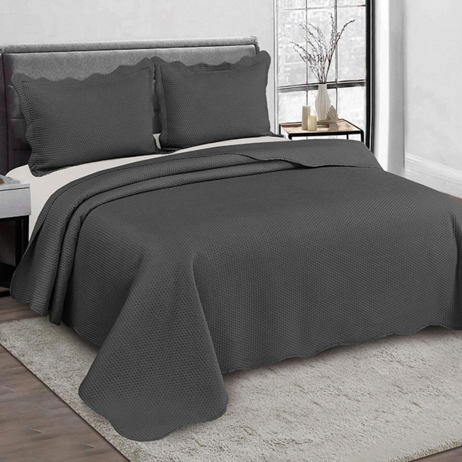Cobre Leito Queen Deluxe Percal Poliéster 2,60m x 2,40m 03 Peças - Chumbo