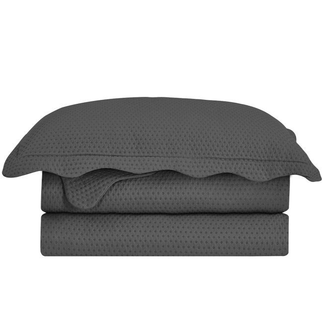 Cobre Leito Queen Deluxe Percal Poliéster 2,60m x 2,40m 03 Peças - Chumbo