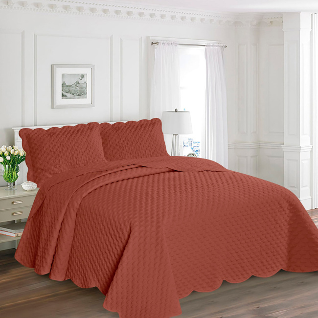 Cobre Leito Queen Ilusion Punto 2,60m x 2,40m Percal 03 Peças - Terracota