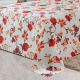 Cobre Leito Queen Piquet Tecido Algodão 2,60m x 2,40m 03 Peças - Floral Vermelho