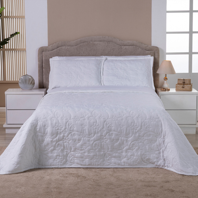 Cobre Leito Queen Suavit Percal Dupla Face 400 Fios Acetinado 03 Peças - Branco