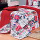 Cobre Leito Solteiro London Estampado100% Algodão 150 Fios 03 Peças - Vermelho