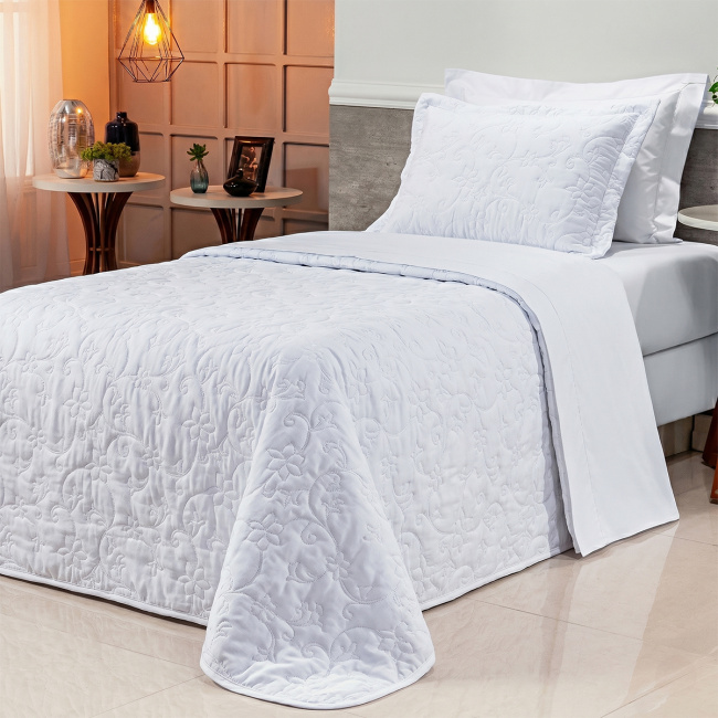 Cobre Leito Solteiro Suavit Percal Dupla Face 400 Fios Acetinado 02 Peças - Branco