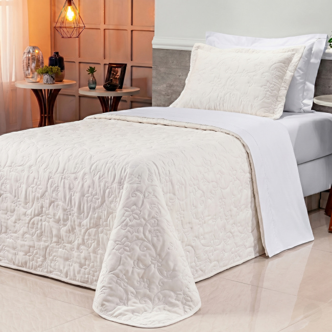 Cobre Leito Solteiro Suavit Percal Dupla Face 400 Fios Acetinado 02 Peças - Verde / Palha