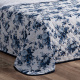 Cobre Leito Super King Fascinio 200 Fios Algodão 3,15m x 2,70m 03 Peças - Floral Azul