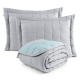 Cobre Leito Super King Harmony Dupla Face 400 Fios 03 Peças - Verde Malva / Cinza