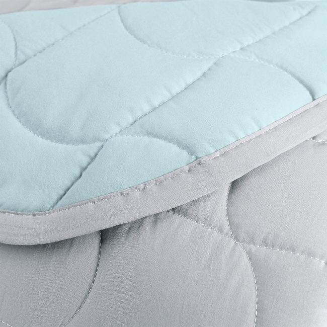 Cobre Leito Super King Harmony Dupla Face 400 Fios 03 Peças - Verde Malva / Cinza