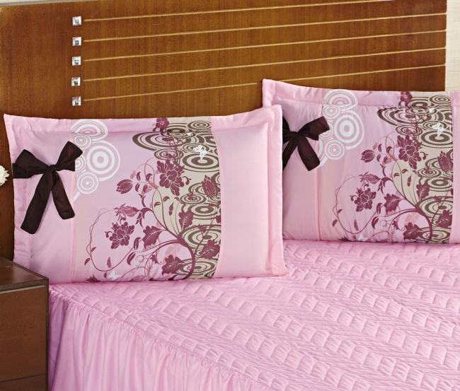Colcha Casal Padrão Bruna 05 Peças - Rosa