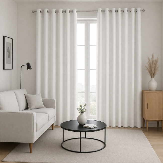 Cortina 100% Blackout Simples p/ Sala Moderno 2,20m x 1,30m - Branco