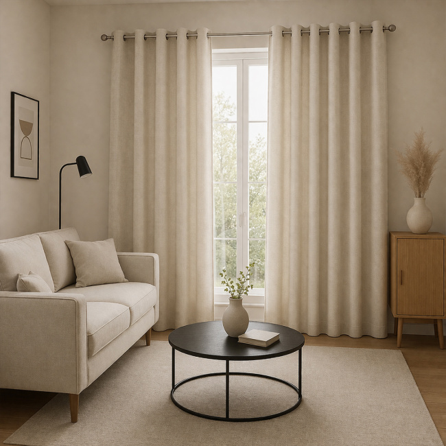 Cortina 100% Blackout Simples p/ Sala Moderno 2,20m x 1,30m - Marfim