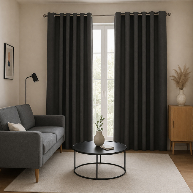 Cortina 100% Blackout Simples p/ Sala Moderno 2,80m x 1,80m - Chumbo