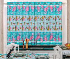 Cortina de Cozinha 2,00m x 1,40m Admirare para Varão Simples - Flamingo